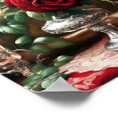 Rote Rosen Blume Vintag Art Poster (Ecke)
