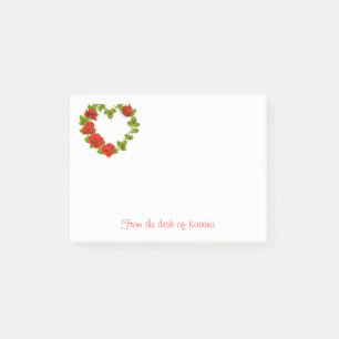 Rote Rosen Blumen Herz Personalisierte Haftnotizen Post-it Klebezettel