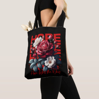 Rote Rosen-Blumen-Hoffnungs-Inspirations-Botanik Tasche