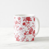 Rote Rosen Blumen Kaffeetasse (VorderseiteRechts)