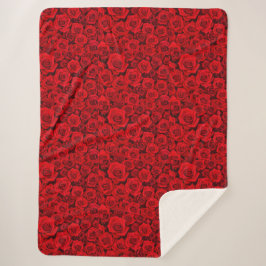 Rote Rosen Blumen Sherpa-Decke Sherpadecke