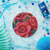 Rote Rosen Blumenbemalung Pappteller (Party)