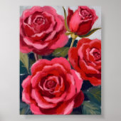 Rote Rosen Blumenbemalung Poster (Vorne)