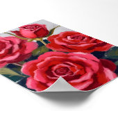 Rote Rosen Blumenbemalung Poster (Ecke)