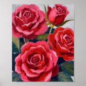 Rote Rosen Blumenbemalung Poster (Vorne)