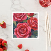 Rote Rosen Blumenbemalung Serviette (Beispiel)