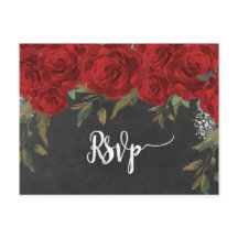 rote Rosen Blumenblätter Hochzeit Rsvp Postkarte