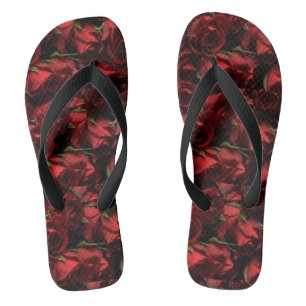 Rote Rosen Blumenbreite Bandbreiten Flip Flops Badesandalen