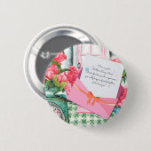 Rote Rosen Blumenbriefumschlag Muttertag Button (Vorne & Hinten)