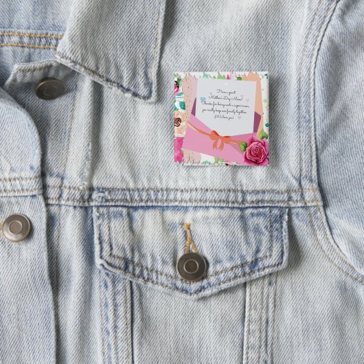 Rote Rosen Blumenbriefumschlag Muttertag Button (Beispiel)
