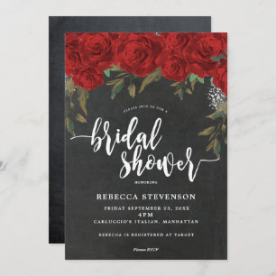 rote Rosen Blumendusche Einladung Kreide