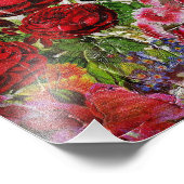 Rote Rosen Blumengarten Fotodruck (Ecke)