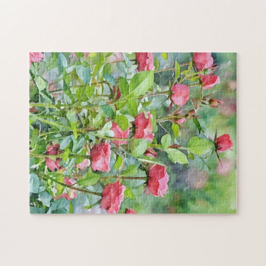 Rote Rosen Blumengarten Puzzle (Horizontal)