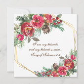 Rote Rosen Blumengoldkreuz Christliche Hochzeit Einladung (Rückseite)