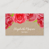 Rote Rosen Blumenhaar Stylist Salon Makeup Kraft Visitenkarte (Vorderseite)
