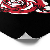 Rote Rosen-Blumenillustration Schwarzer Hintergrun Poster (Ecke)