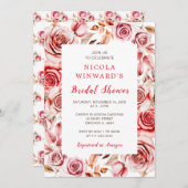 Rote Rosen Blumenkohl Brautparty Einladung (Vorne/Hinten)