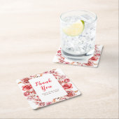 Rote Rosen Blumenkohl Brautparty Rechteckiger Pappuntersetzer (Vor Ort)