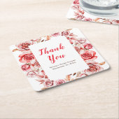 Rote Rosen Blumenkohl Brautparty Rechteckiger Pappuntersetzer (angewinkelt)