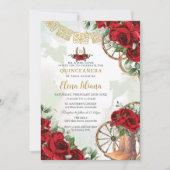 Rote Rosen Blumenkohl Sweet 16 Quinceañera Einladung (Vorderseite)