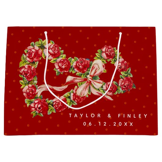 Rote Rosen Blumenkraut Elegant Niedlich Vintag Große Geschenktüte (Vorderseite)