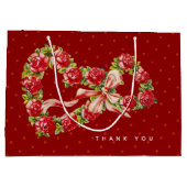 Rote Rosen Blumenkraut Elegant Niedlich Vintag Große Geschenktüte (Rückseite)