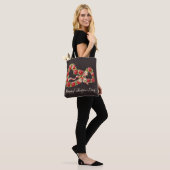 Rote Rosen Blumenkraut Elegant Niedlich Vintag Tasche (Am Model)