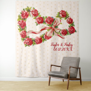 Rote Rosen Blumenkraut Elegant Niedlich Vintag Wandteppich