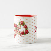 Rote Rosen Blumenkraut Elegant Niedlich Vintag Zweifarbige Tasse (Mittel)