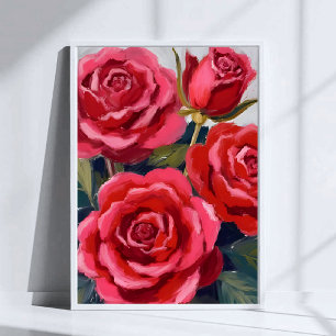 Rote Rosen Blumenmalerei Poster