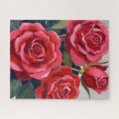 Rote Rosen Blumenmalerei Puzzle (Horizontal)