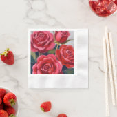 Rote Rosen Blumenmalerei Serviette (Beispiel)