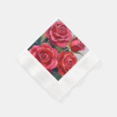 Rote Rosen Blumenmalerei Serviette (Ecke)