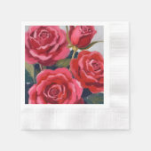 Rote Rosen Blumenmalerei Serviette (Vorderseite)