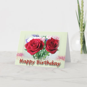 Rote Rosen Blumenmuster Geburtstag Karte