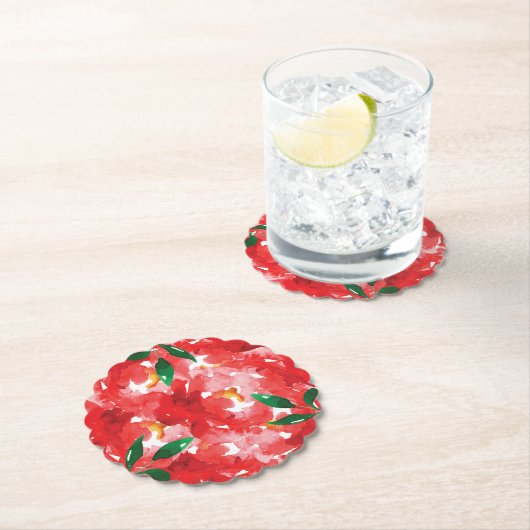 Rote Rosen Blumenmuster Untersetzer (Vor Ort)