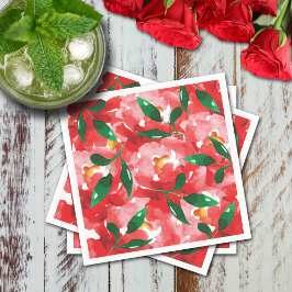 Rote Rosen Blumenpapier Cocktail Serviette