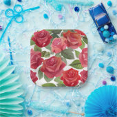 Rote Rosen Blumenparty Pappteller (Party)