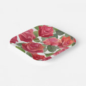 Rote Rosen Blumenparty Pappteller (Gewinkelt)