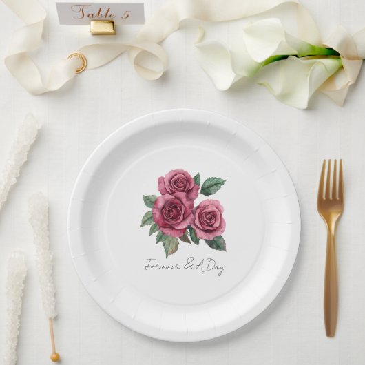 Rote Rosen Blumenromantische Hochzeit Pappteller (Hochzeit)