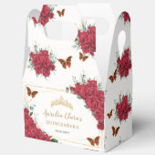 Rote Rosen Blumenschmetterlinge Gold Geburtstag Ga Geschenkschachtel (Offen)