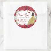 Rote Rosen Blumenschmetterlinge Prinzessin Gelbes Runder Aufkleber (Tasche)