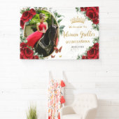 Rote Rosen Blumenschmetterlinge Quinceañera Foto Banner (InSitu)