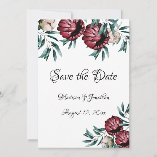 Rote Rosen Blumenschrift Elegant Save The Date (Vorderseite)