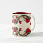 Rote Rosen-BlumenTasse Zweifarbige Tasse (VorderseiteRechts)