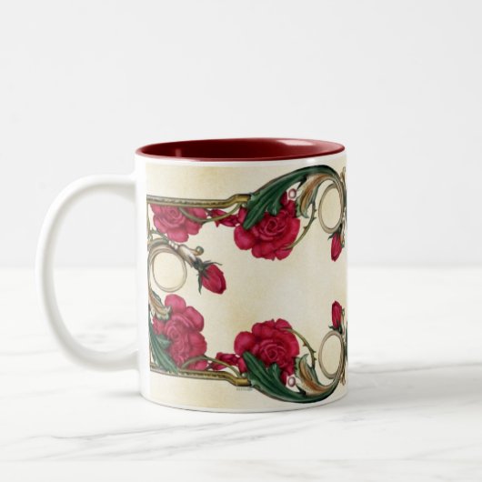 Rote Rosen-BlumenTasse Zweifarbige Tasse (Links)