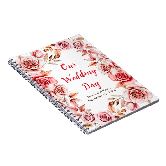 Rote Rosen Blumenzettel Notizblock (Rechte Seite)