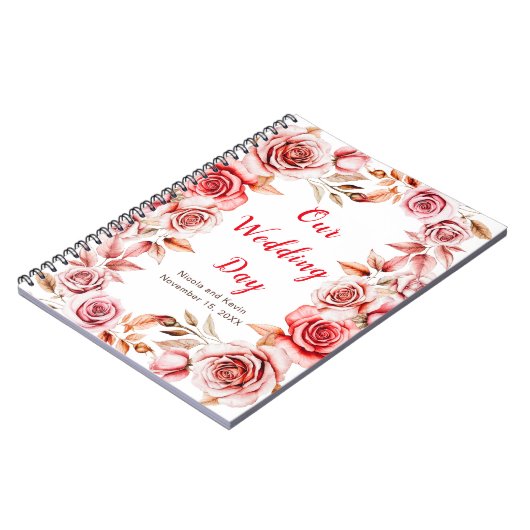 Rote Rosen Blumenzettel Notizblock (Linke Seite)