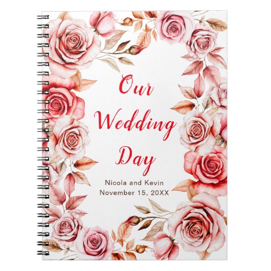 Rote Rosen Blumenzettel Notizblock (Vorderseite)