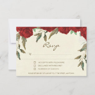 Rote Rosen Blumenzwiebeleien Hochzeitsreise-Rücktr RSVP Karte